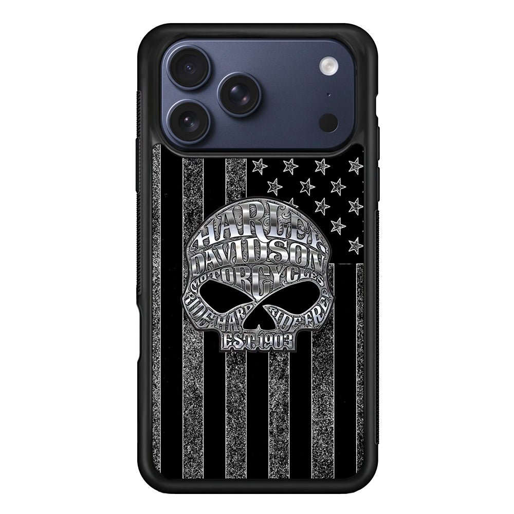Harley Davidson US Flag Silver iPhone 17 Pro Case - Altracase