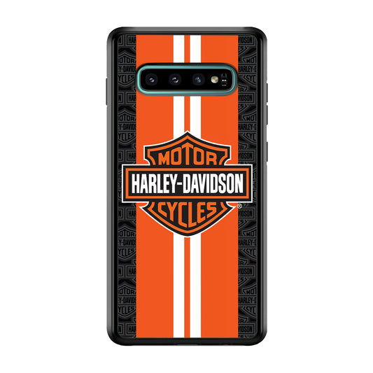 Harley Davidson White Striped Orange Samsung Galaxy S10 Case