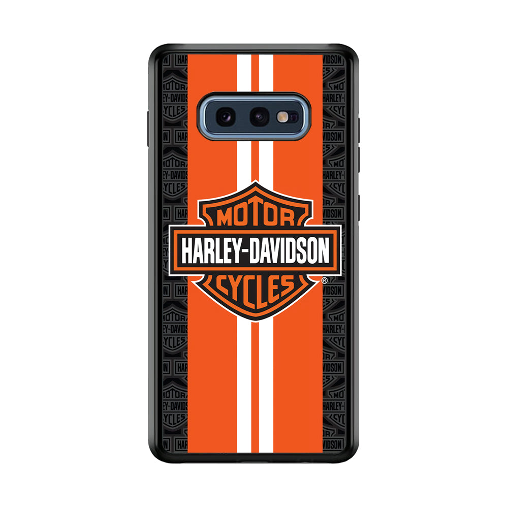 Harley Davidson White Striped Orange Samsung Galaxy S10E Case