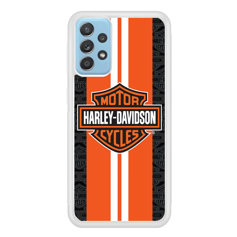 Harley Davidson White Striped Orange Samsung Galaxy A52 Case