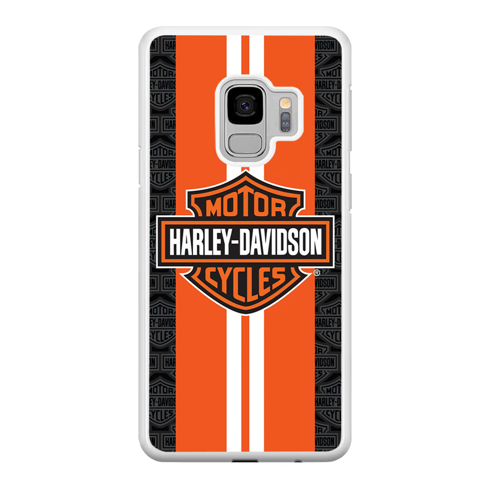 Harley Davidson White Striped Orange Samsung Galaxy S9 Case