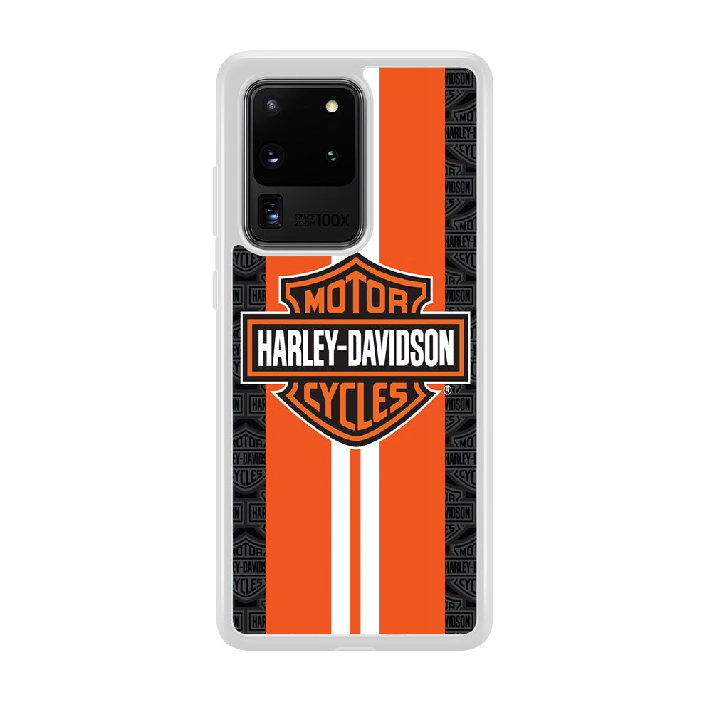 Harley Davidson White Striped Orange Samsung Galaxy S20 Ultra Case