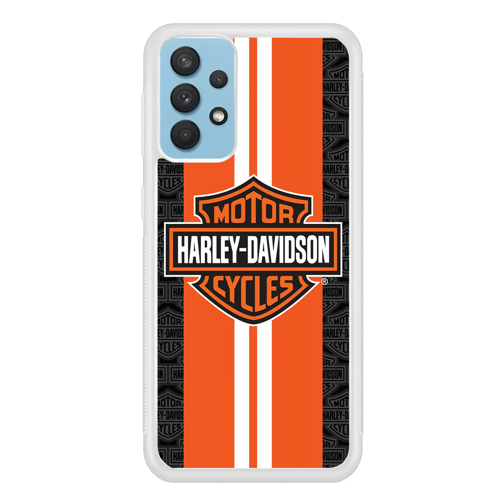 Harley Davidson White Striped Orange  Samsung Galaxy A32 Case