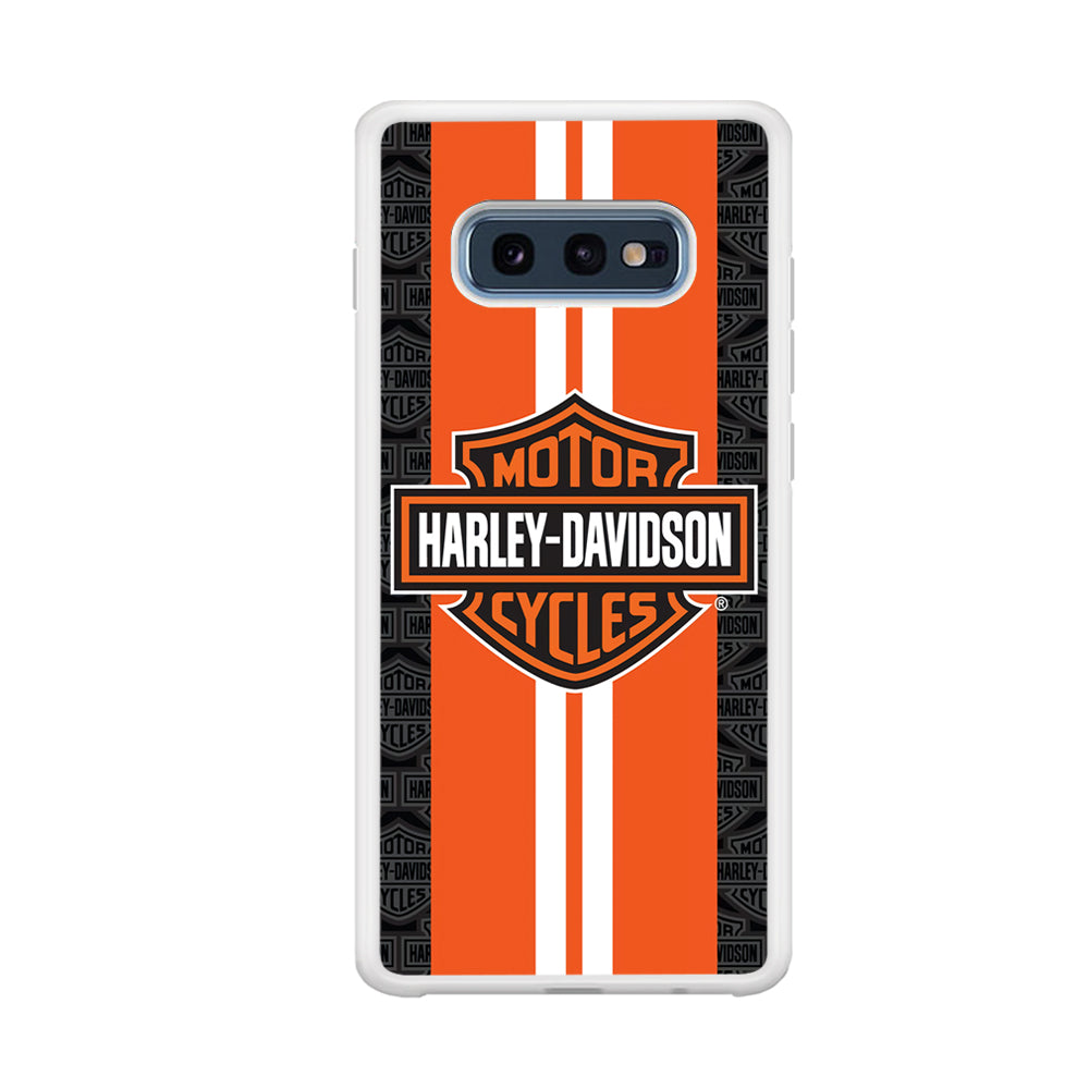 Harley Davidson White Striped Orange Samsung Galaxy S10E Case