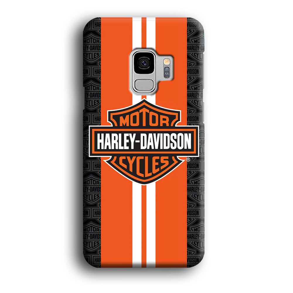 Harley Davidson White Striped Orange Samsung Galaxy S9 Case