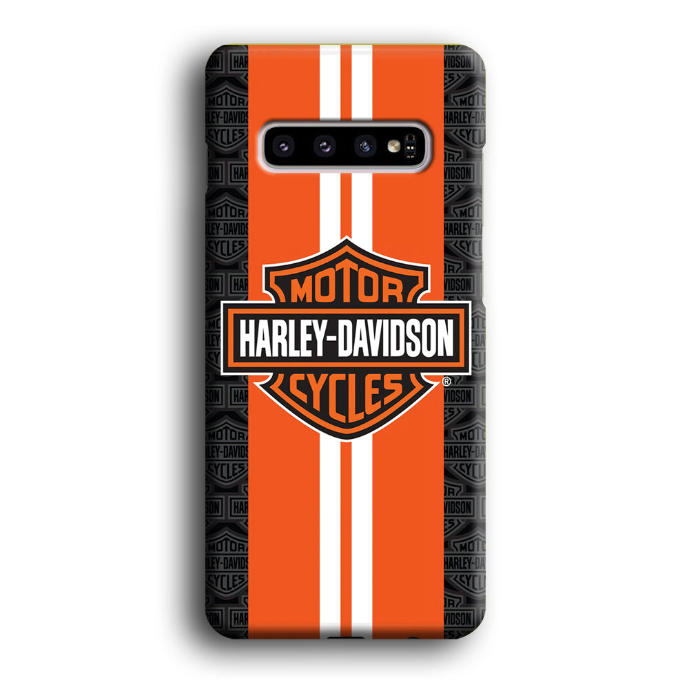 Harley Davidson White Striped Orange Samsung Galaxy S10 Case