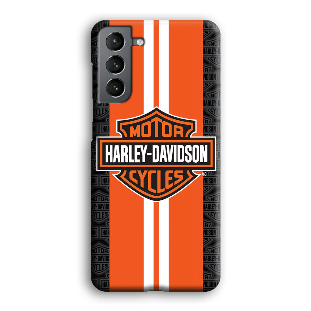 Harley Davidson White Striped Orange Samsung Galaxy S21 Case