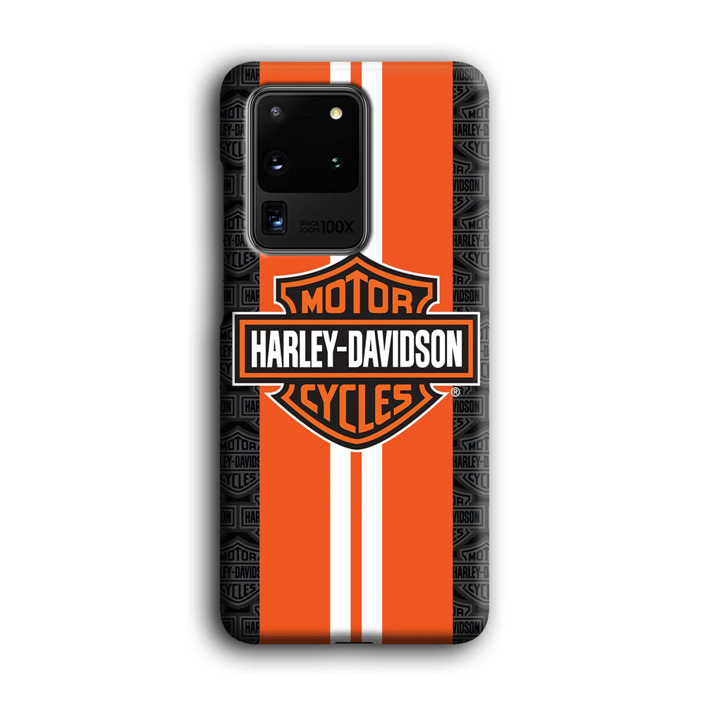 Harley Davidson White Striped Orange Samsung Galaxy S20 Ultra Case