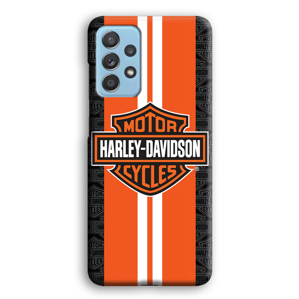 Harley Davidson White Striped Orange Samsung Galaxy A52 Case