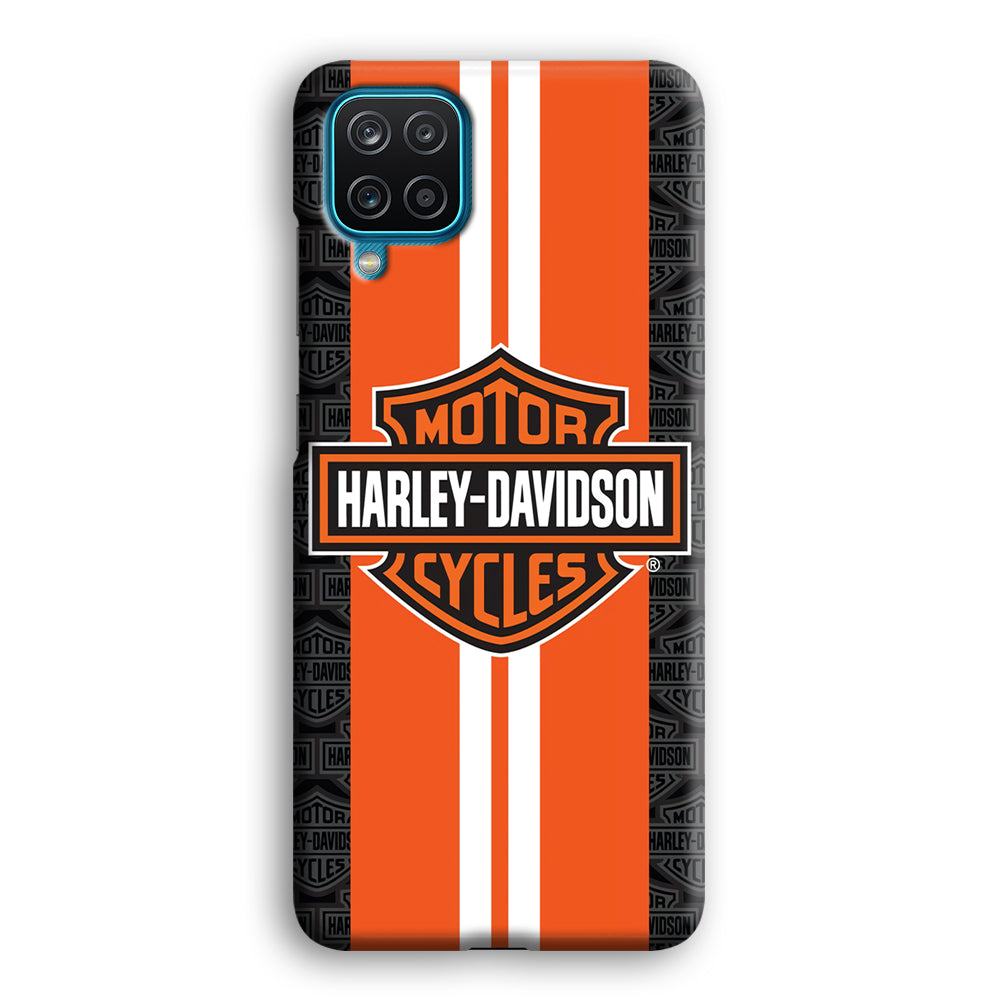 Harley Davidson White Striped Orange Samsung Galaxy A12 Case