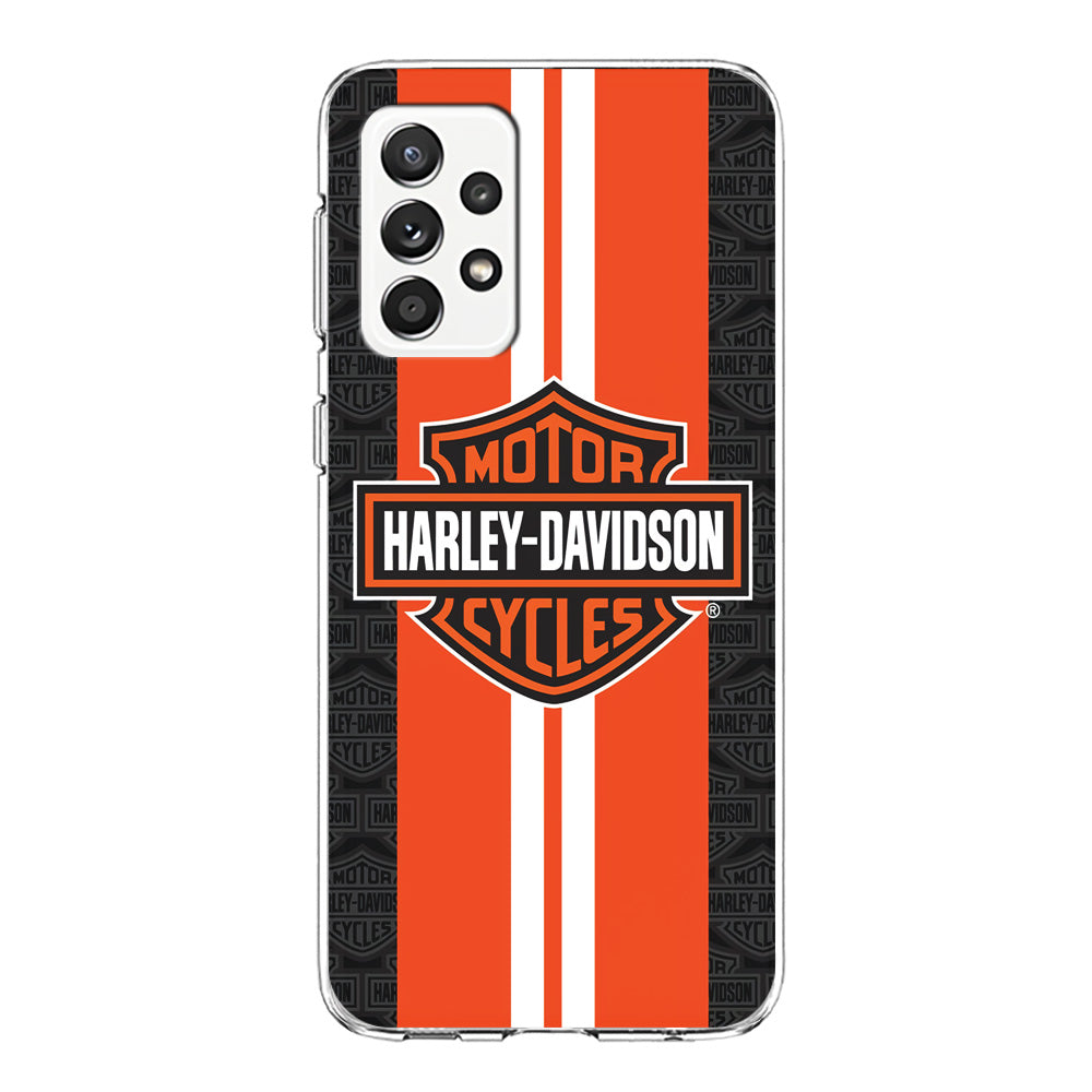 Harley Davidson White Striped Orange Samsung Galaxy A52 Case