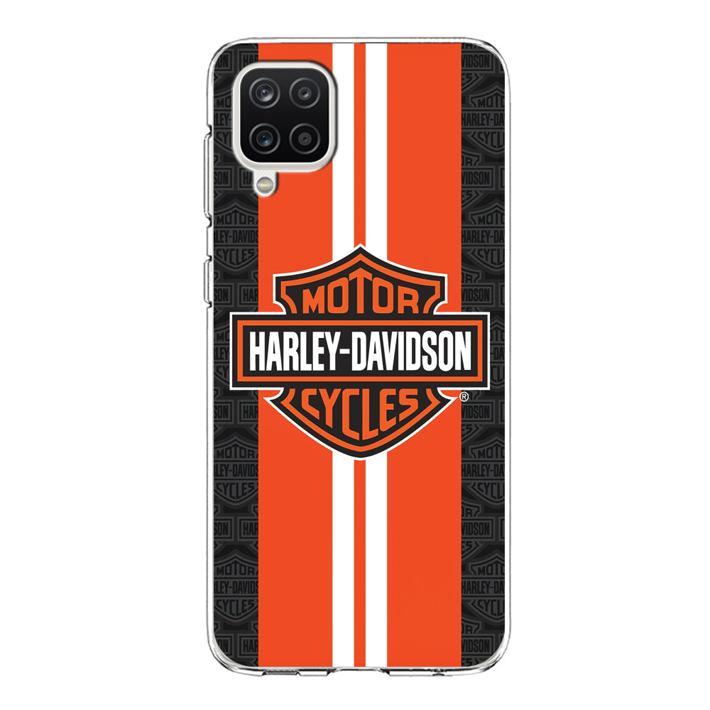 Harley Davidson White Striped Orange Samsung Galaxy A12 Case