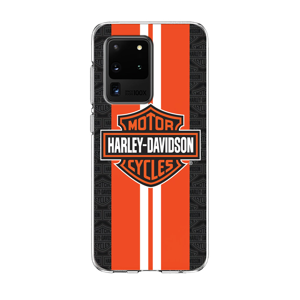 Harley Davidson White Striped Orange Samsung Galaxy S20 Ultra Case