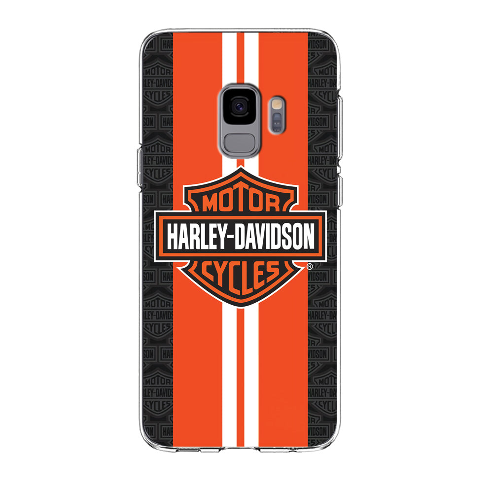 Harley Davidson White Striped Orange Samsung Galaxy S9 Case