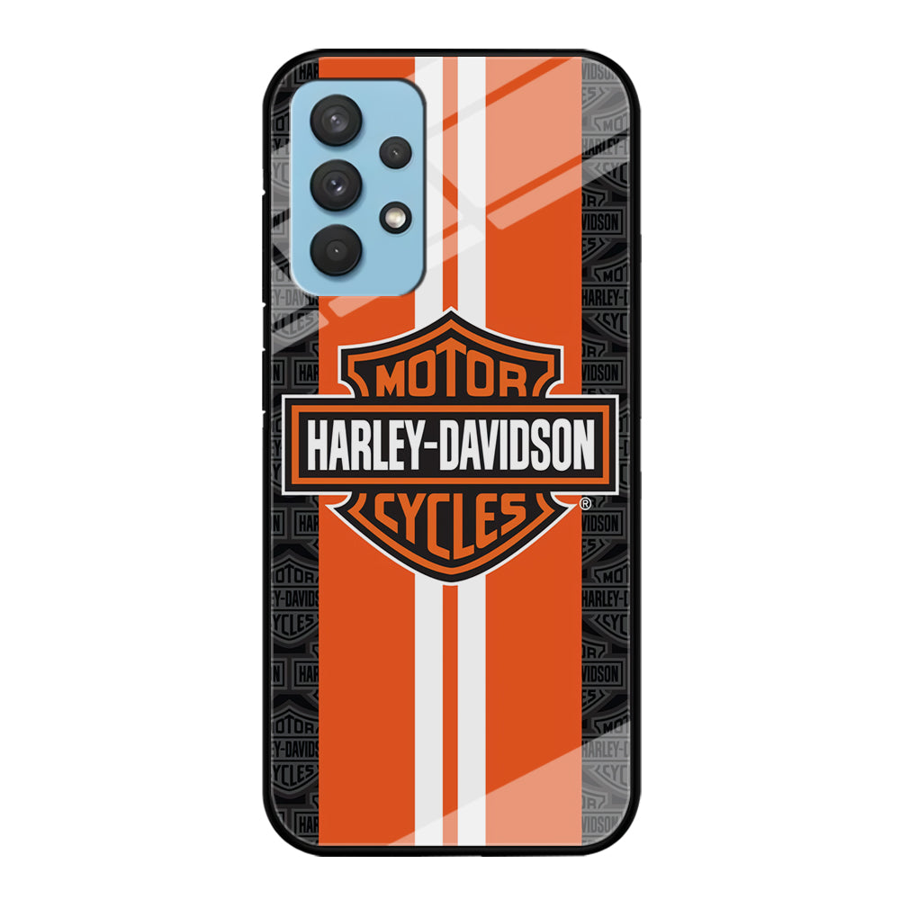 Harley Davidson White Striped Orange  Samsung Galaxy A32 Case