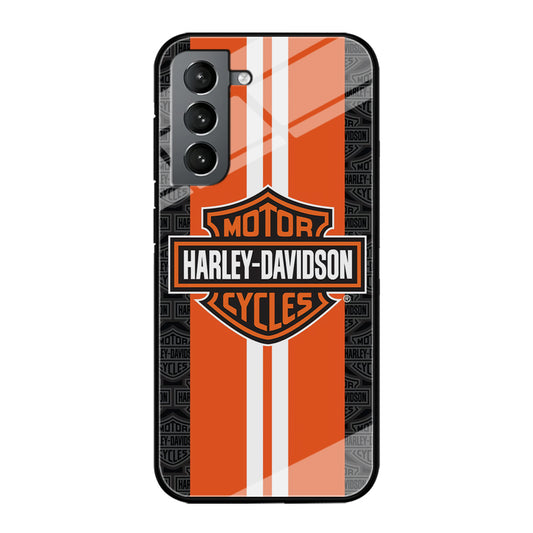 Harley Davidson White Striped Orange Samsung Galaxy S21 Plus Case