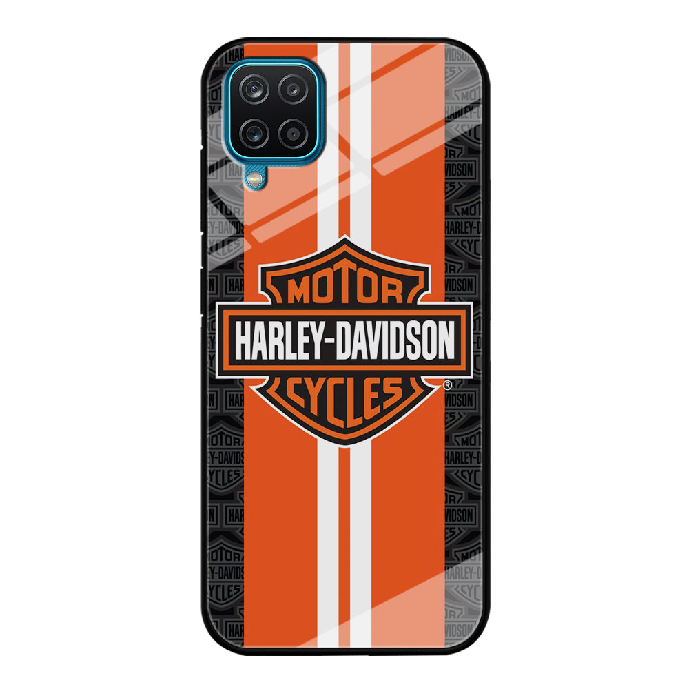 Harley Davidson White Striped Orange Samsung Galaxy A12 Case