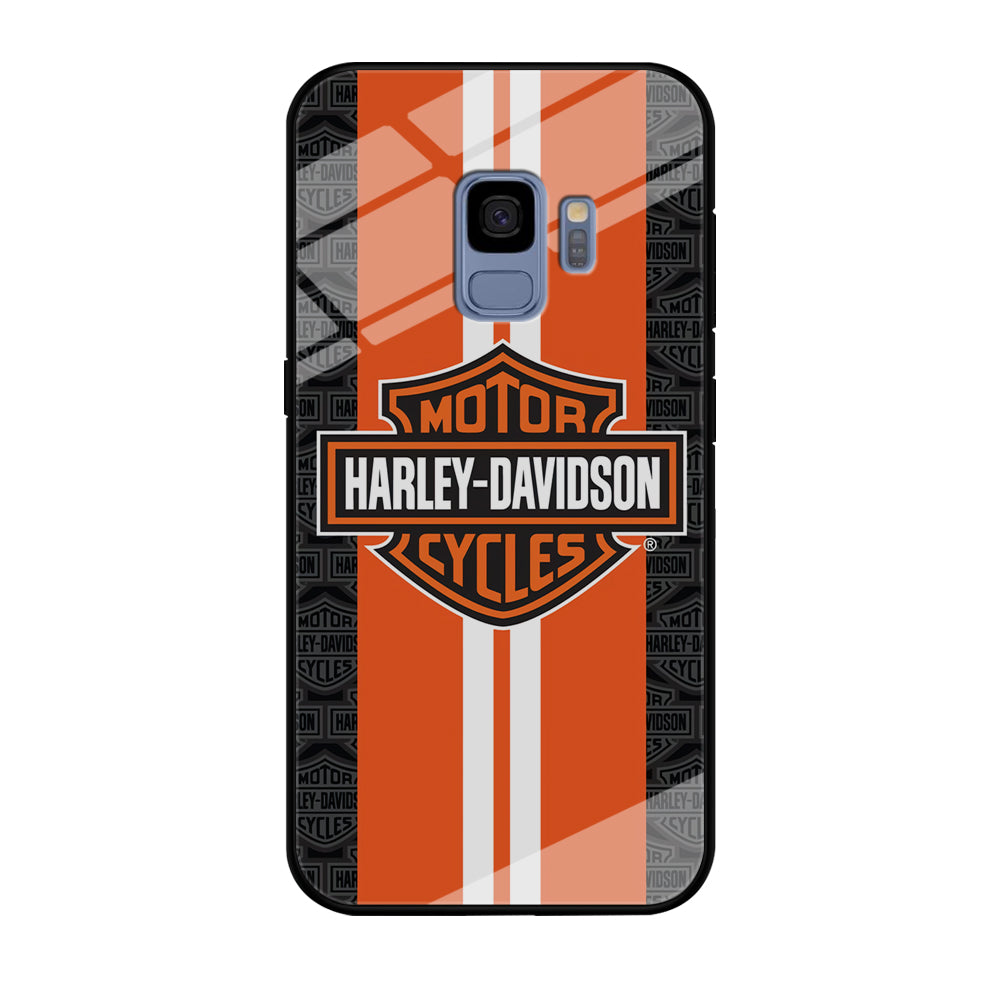 Harley Davidson White Striped Orange Samsung Galaxy S9 Case