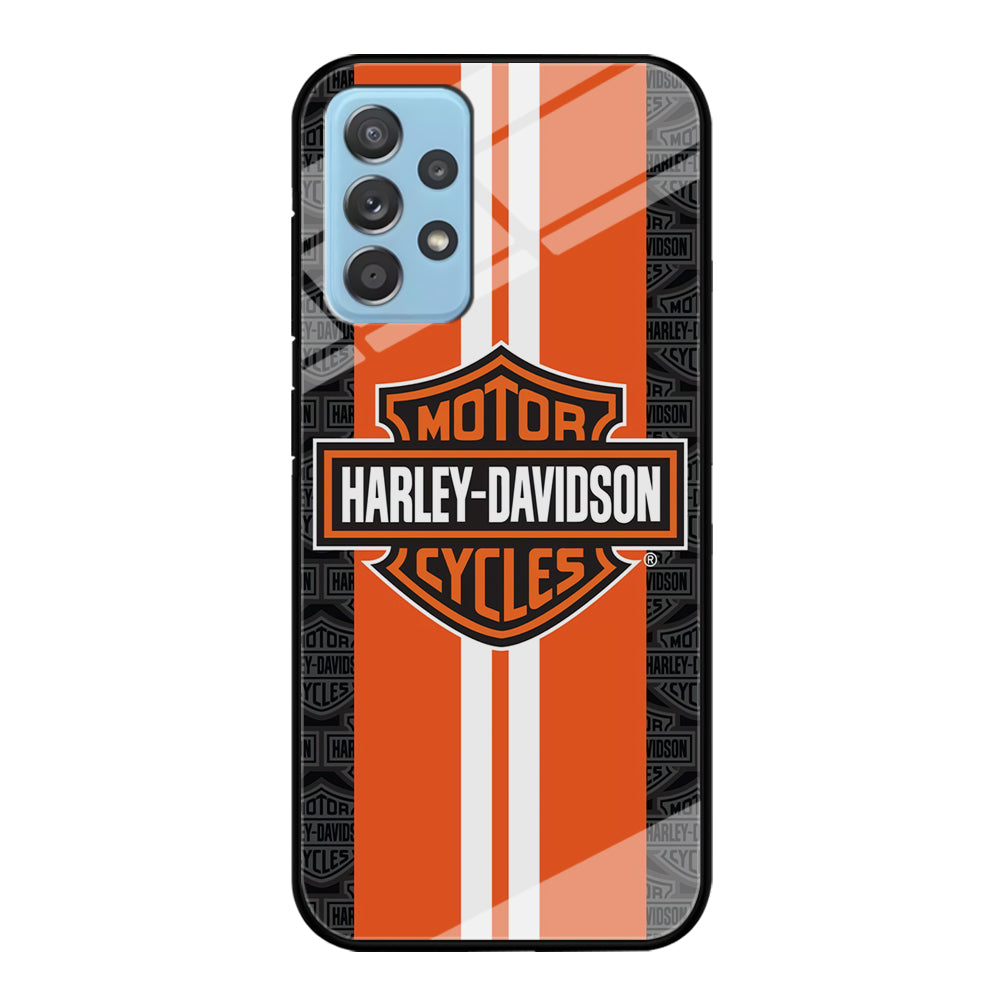 Harley Davidson White Striped Orange Samsung Galaxy A52 Case