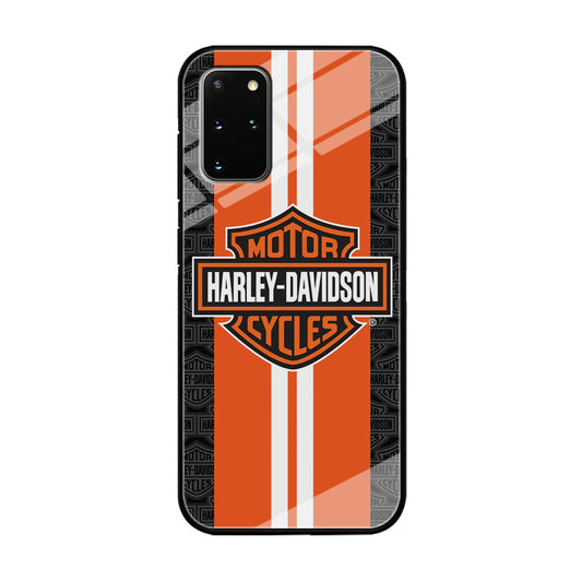 Harley Davidson White Striped Orange Samsung Galaxy S20 Plus Case