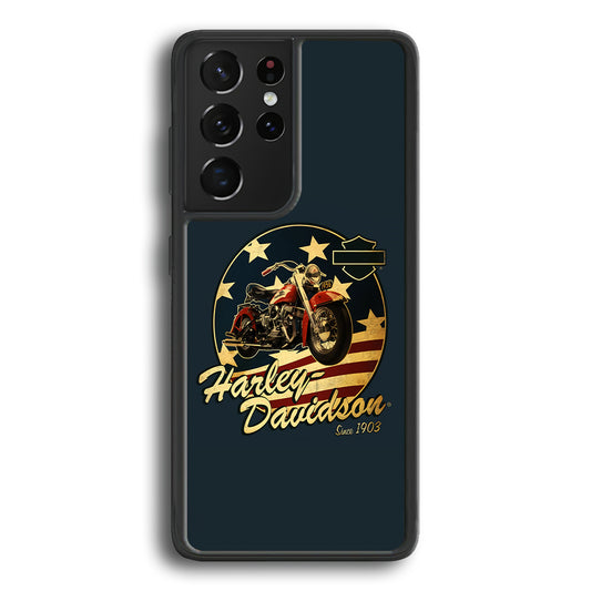 Harley Vintage Logo Samsung Galaxy S21 Ultra Case-Phone Case-Rubber Black (2D Case)-Altracase