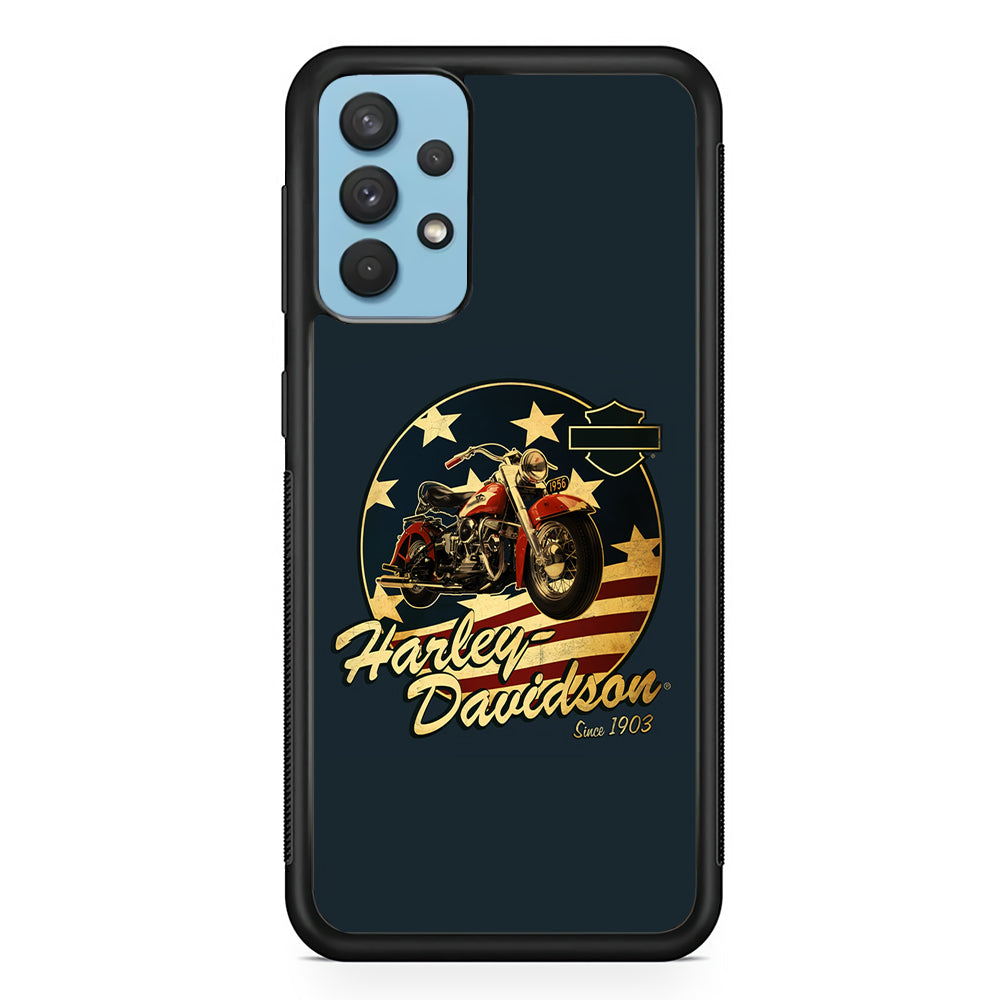 Harley Vintage Logo Samsung Galaxy A32 Case-Phone Case-Rubber Black (2D Case)-Altracase