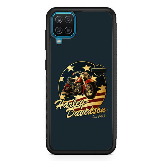 Harley Vintage Logo Samsung Galaxy A12 Case-Phone Case-Rubber Black (2D Case)-Altracase