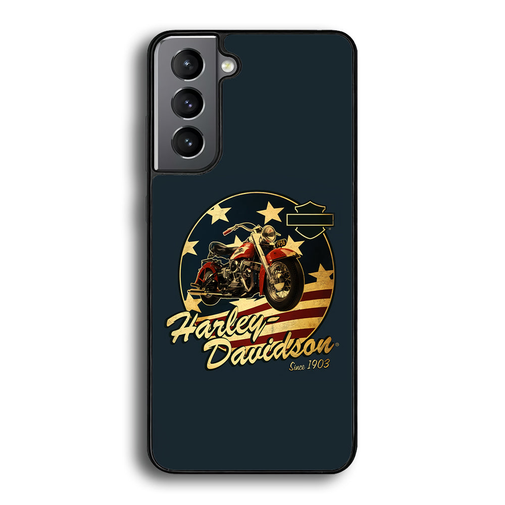 Harley Vintage Logo Samsung Galaxy S21 Plus Case-Phone Case-Rubber Black (2D Case)-Altracase