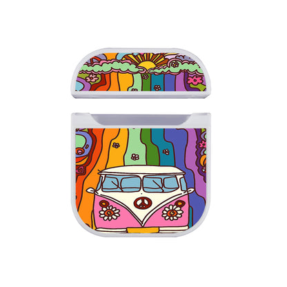Hippie Bus Colorful Hard Plastic Case Cover For Apple Airpods