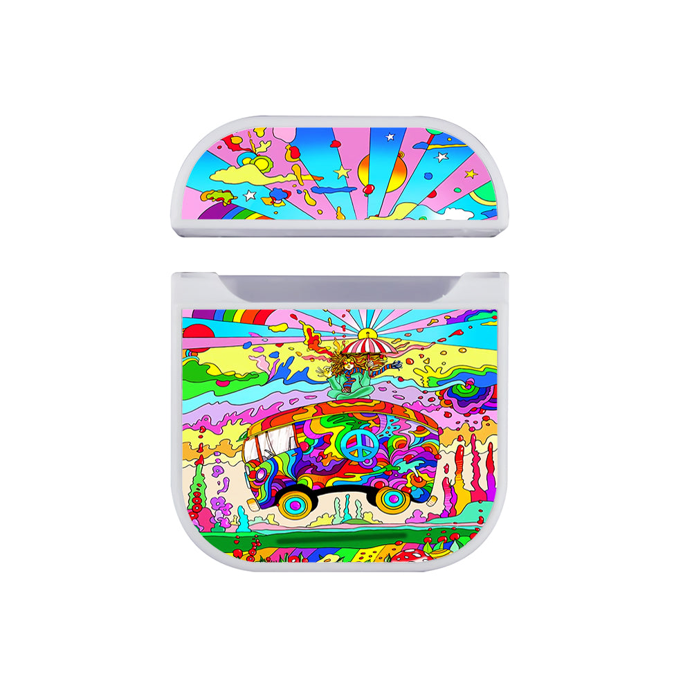 Hippie Bus Pop Art Hard Plastic Case Cover For Apple Airpods