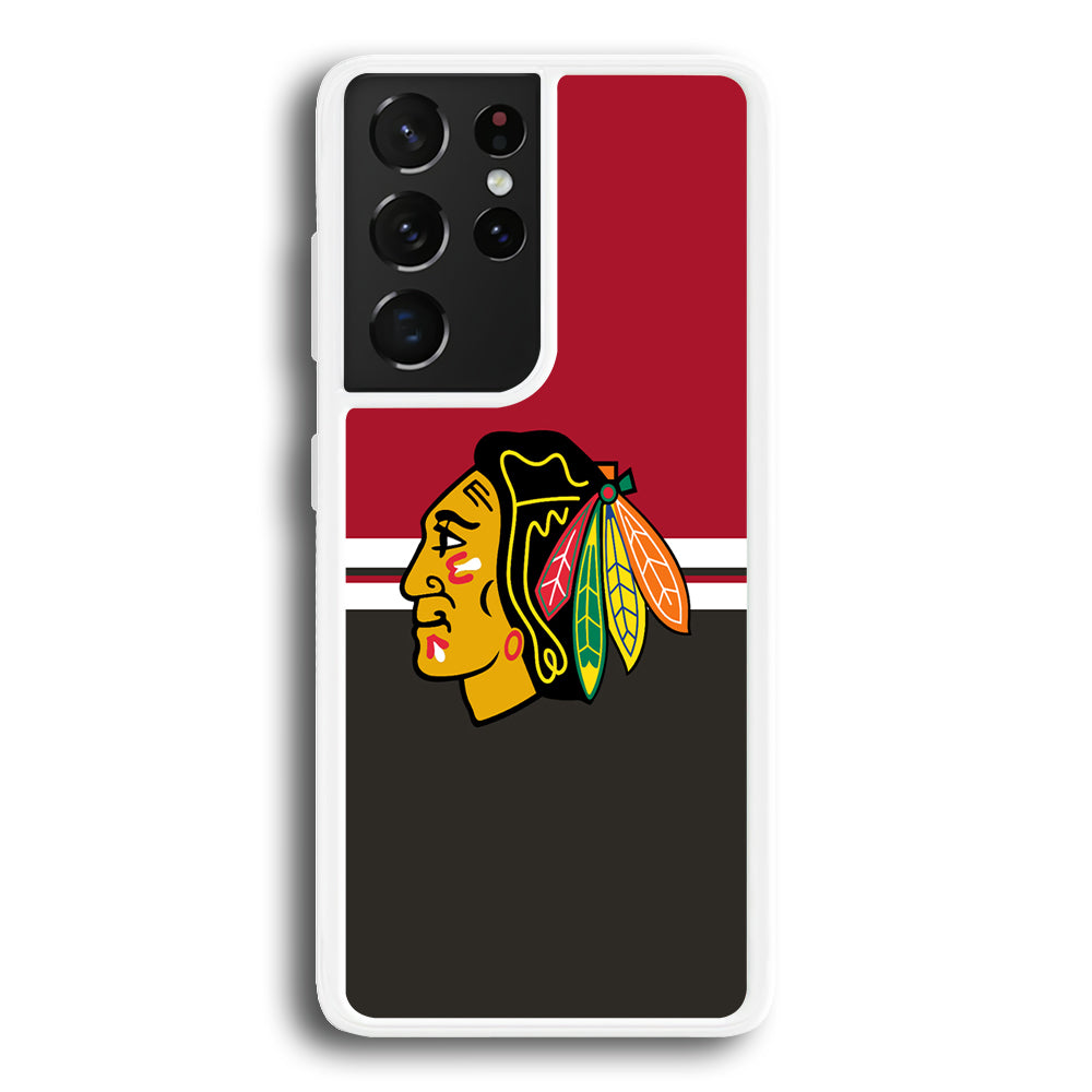 Hockey Chicago Blackhawks NHL 001 Samsung Galaxy S23 Ultra Case-Phone Case-Rubber White (2D Case)-Altracase