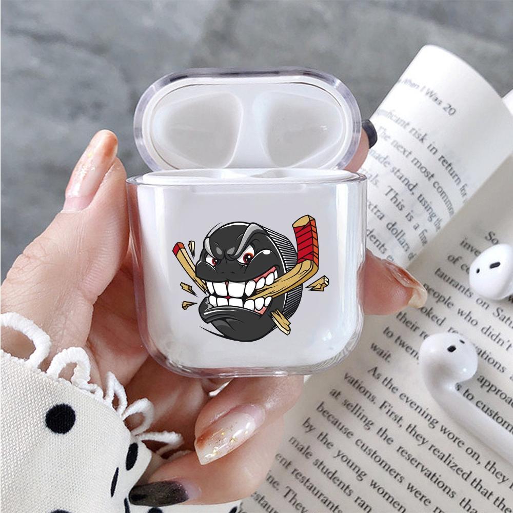 Hockey Ice Puck Cartoon Hard Plastic Protective Clear Case Cover For Apple Airpods-AirPod Case-Altracase