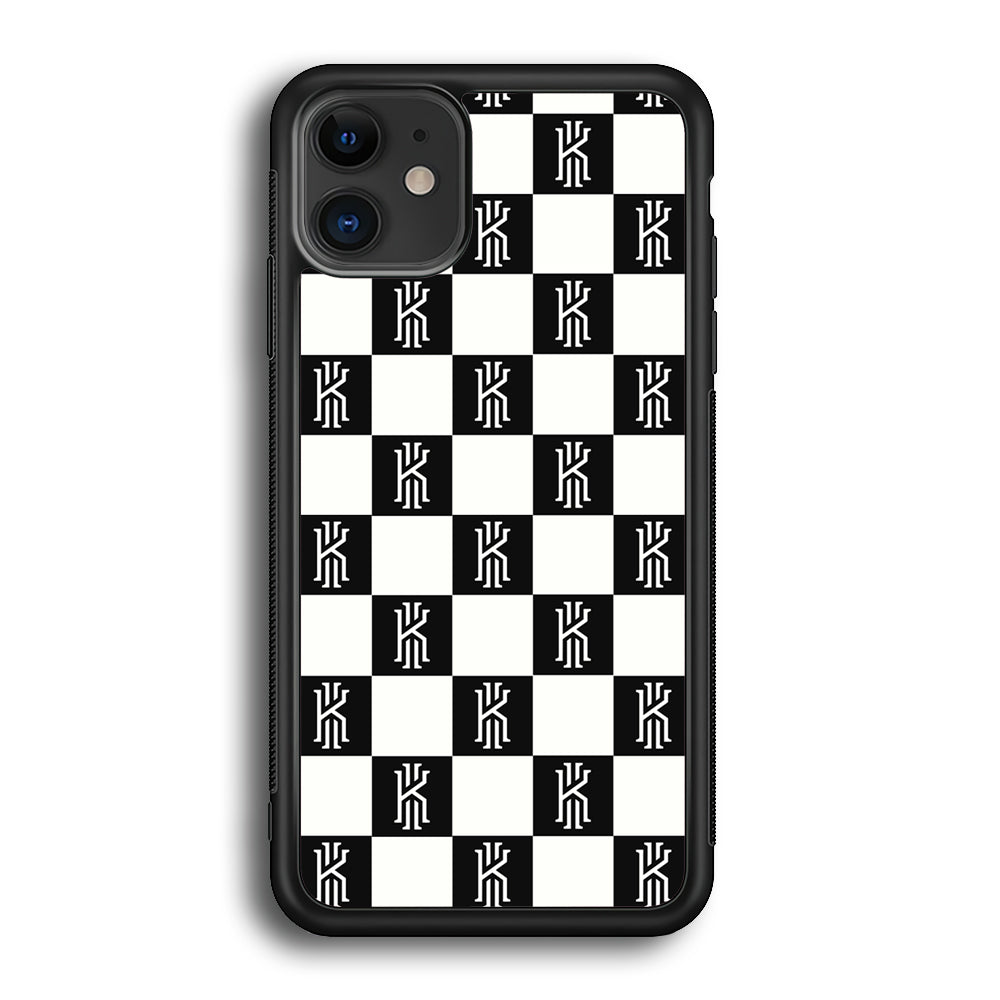 Kyrie Irving Chess Pattern iPhone 12 Case-Mobile Phone Case-Rubber Black (2D Case)-Altracase