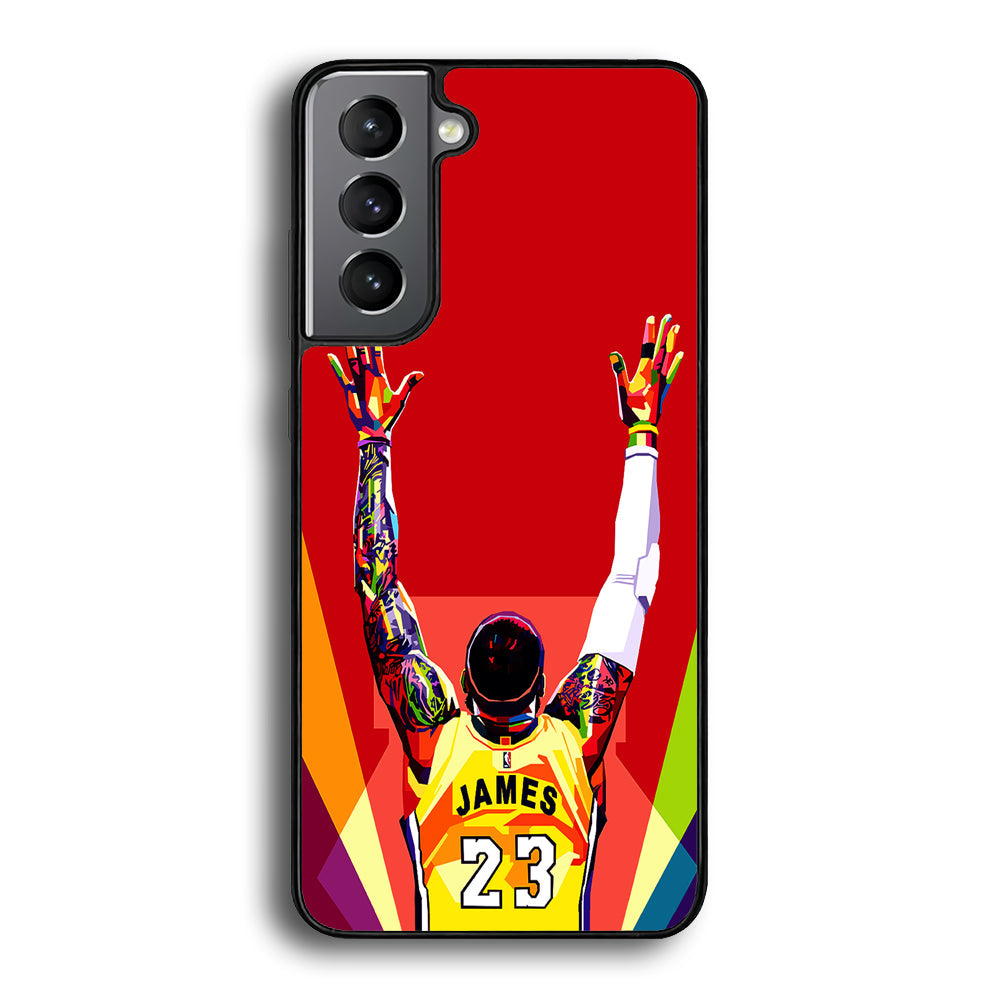 Lebron James Colorful Pop Art Samsung Galaxy S23 Plus Case-Phone Case-Rubber Black (2D Case)-Altracase