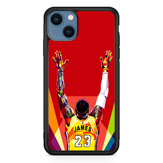 Lebron James Colorful Pop Art iPhone 14 Plus Case-Phone Case-Rubber Black (2D Case)-Altracase