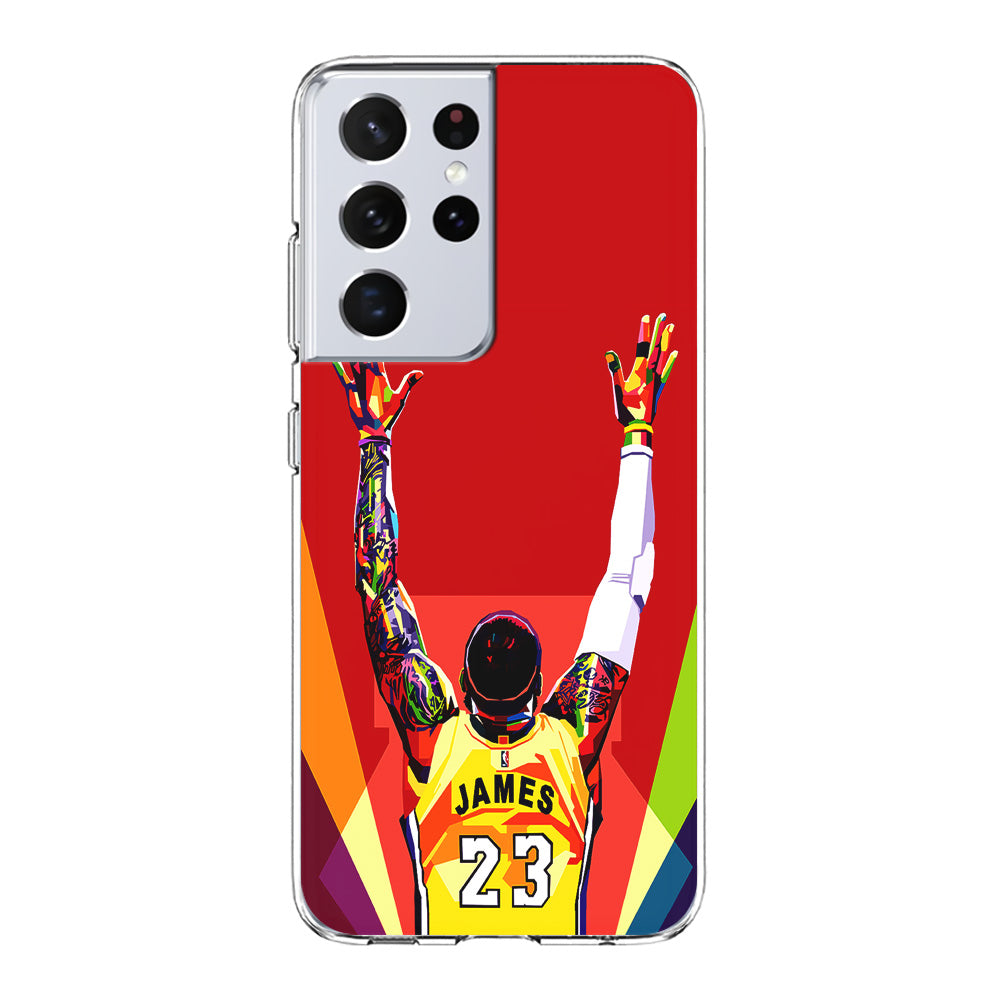Lebron James Colorful Pop Art Samsung Galaxy S23 Ultra Case-Phone Case-Clear Soft Case-Altracase
