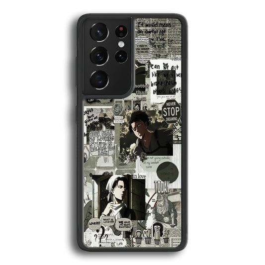 Levi Ackerman Aesthetic Samsung Galaxy S23 Ultra Case-Phone Case-Rubber Black (2D Case)-Altracase