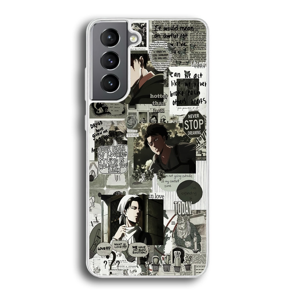 Levi Ackerman Aesthetic Samsung Galaxy S23 Plus Case-Phone Case-Rubber White (2D Case)-Altracase
