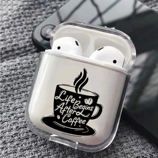 Life Begins After Coffee Hard Plastic Protective Clear Case Cover For Apple Airpods-AirPod Case-Altracase
