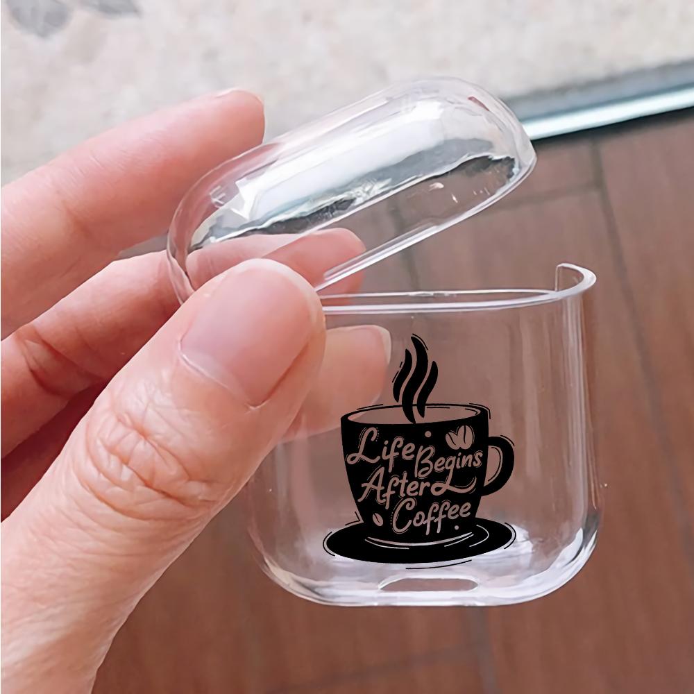 Life Begins After Coffee Hard Plastic Protective Clear Case Cover For Apple Airpods-AirPod Case-Altracase