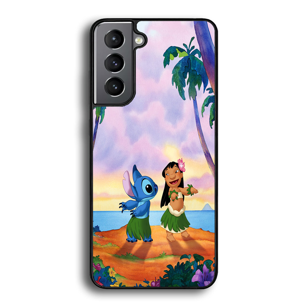 Lilo and Stitch Dancing Samsung Galaxy S22 Plus Case-Phone Case-Rubber Black (2D Case)-Altracase