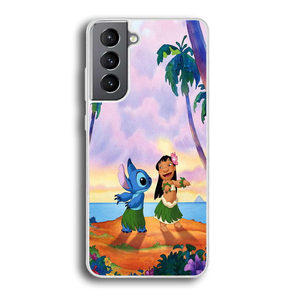 Lilo and Stitch Dancing Samsung Galaxy S23 Plus Case-Phone Case-Rubber White (2D Case)-Altracase
