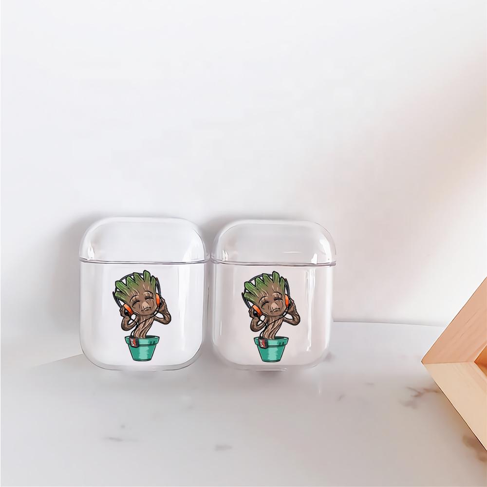 Little Groot Listening to Music Hard Plastic Protective Clear Case Cover For Apple Airpods-AirPod Case-Altracase