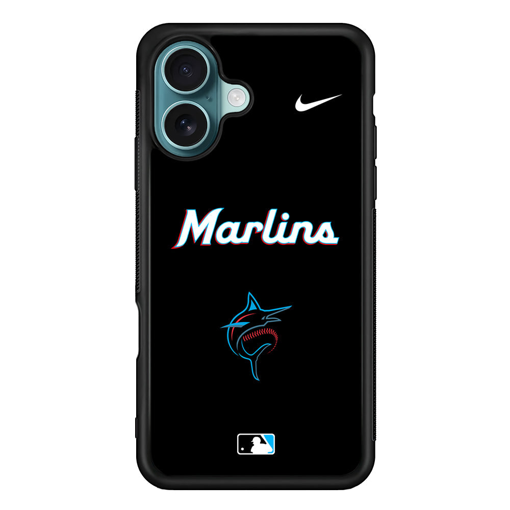 MLB Miami Marlins Black Nike iPhone 16 Plus Case - Altracase