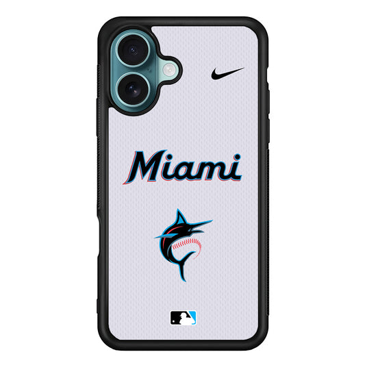 MLB Miami Marlins White Nike iPhone 16 Plus Case - Altracase