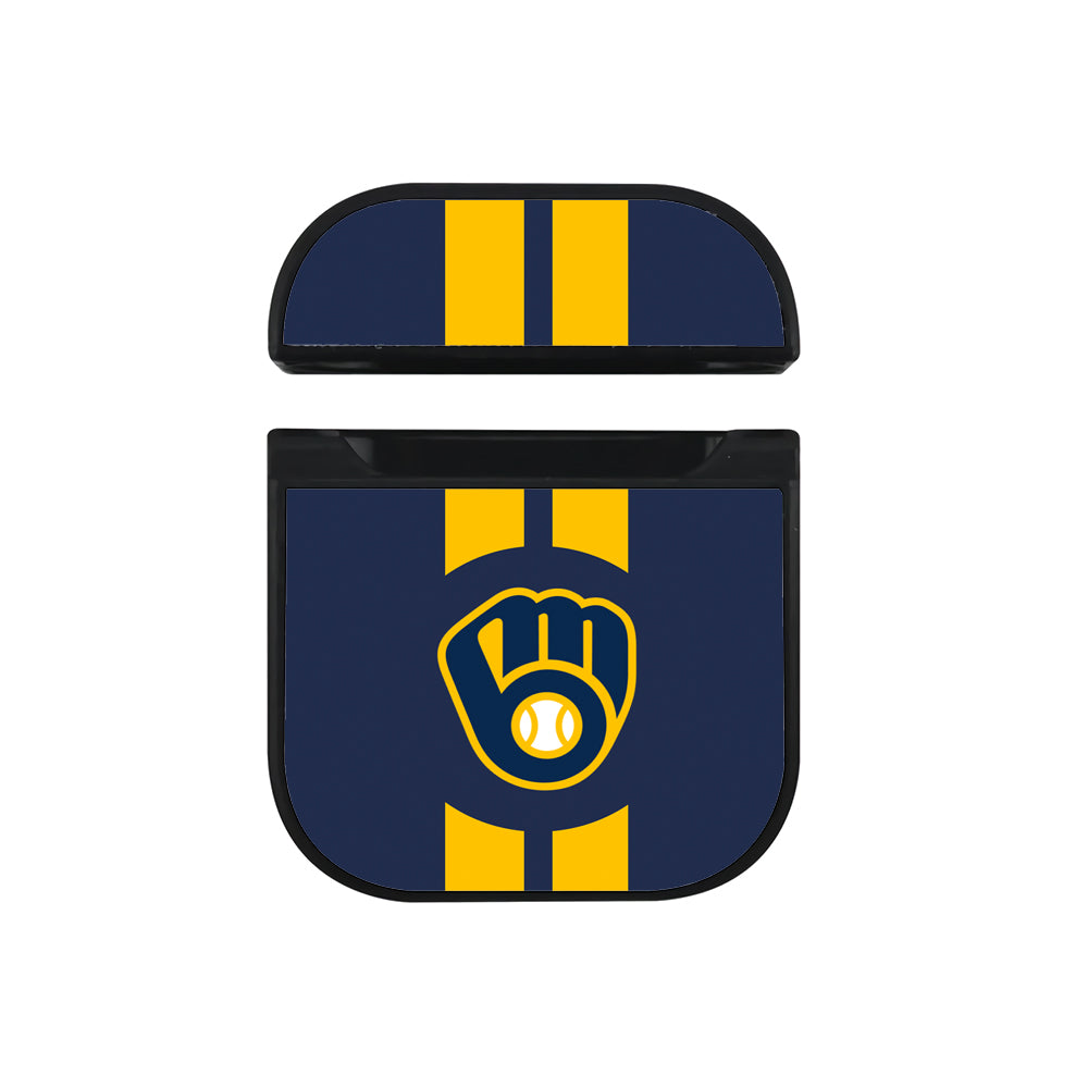 MLB Milwaukee Brewers Stripe Apple AirPods Case-AirPod Case-Black-Altracase