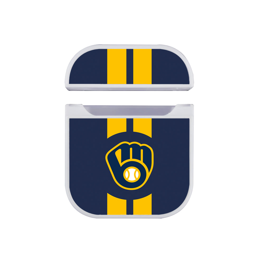 MLB Milwaukee Brewers Stripe Apple AirPods Case-AirPod Case-White-Altracase