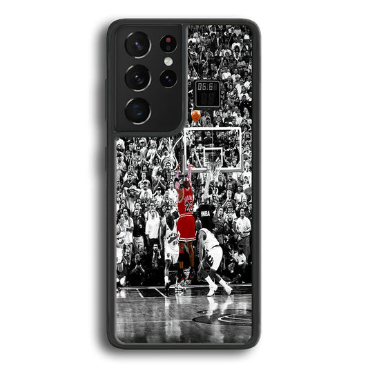 Michael Jordan Jump Shot Samsung Galaxy S23 Ultra Case-Phone Case-Rubber Black (2D Case)-Altracase