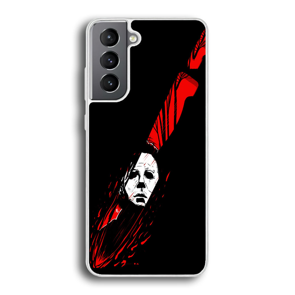 Michael Myers Knife Blood Samsung Galaxy S24 Plus Case-Phone Case-Rubber White (2D Case)-Altracase