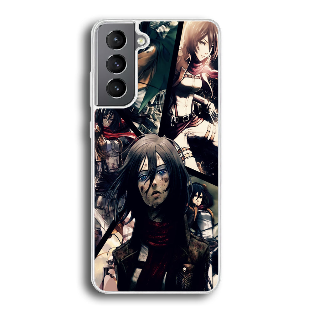 Mikasa Ackerman Collage Samsung Galaxy S24 Plus Case-Phone Case-Rubber White (2D Case)-Altracase